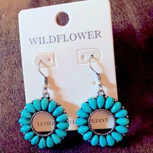 Turquoise dangle circle earrings